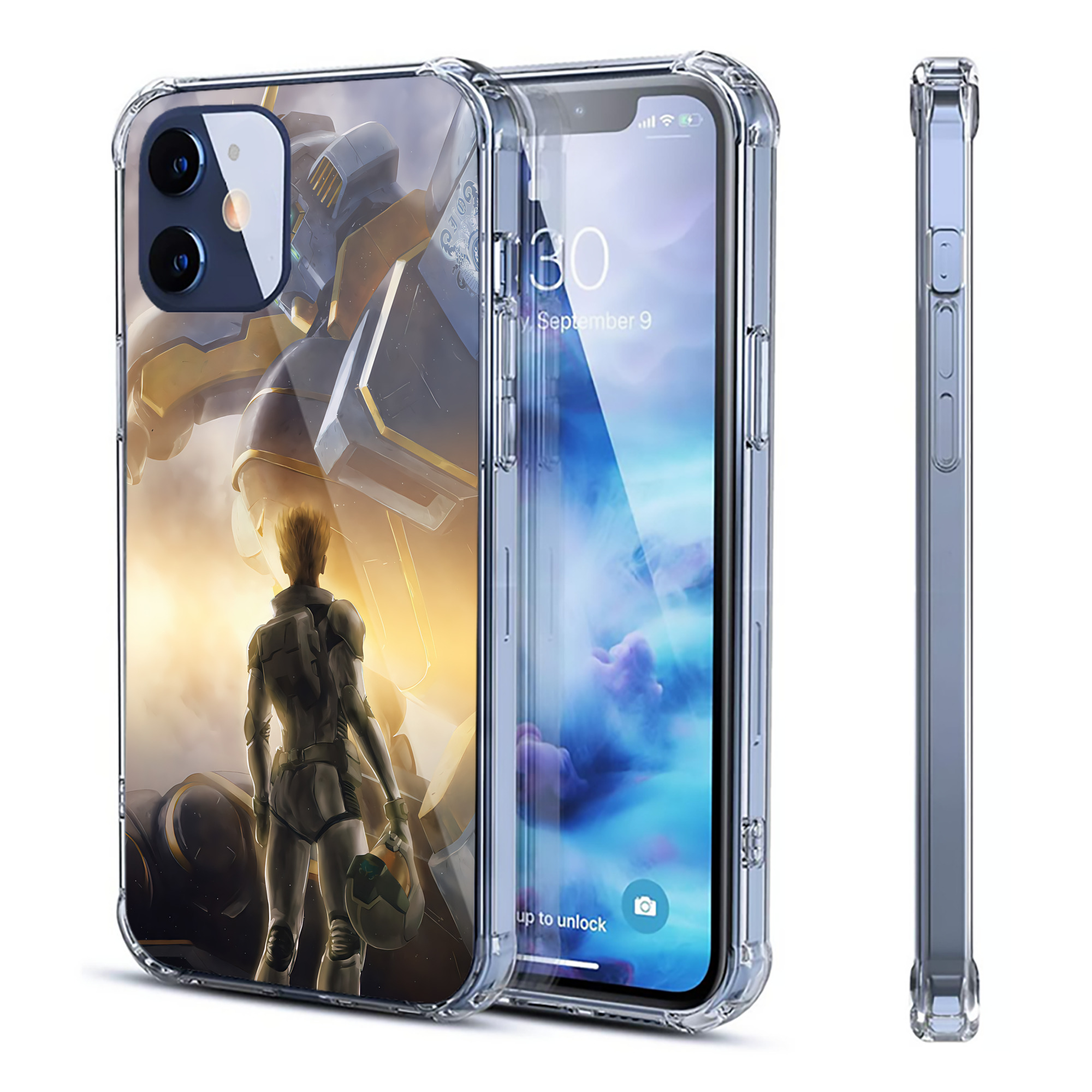 （画像用） 機動戦士ガンダム Mobile Suit Gundam 【iPhone 12シリーズ対応】透明スマホケース（クリアソフトケース）